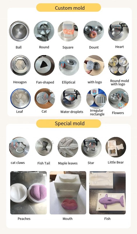 목욕 폭탄 공 제작 기계 65mm 금속 반구와 롤드 엣지 거품 목욕 곰팡이